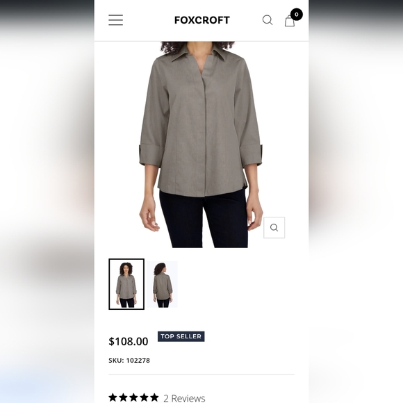 Foxcroft Women's Petite Casual Coral Button Down No-Iron Shirt - Picture 9 of 9